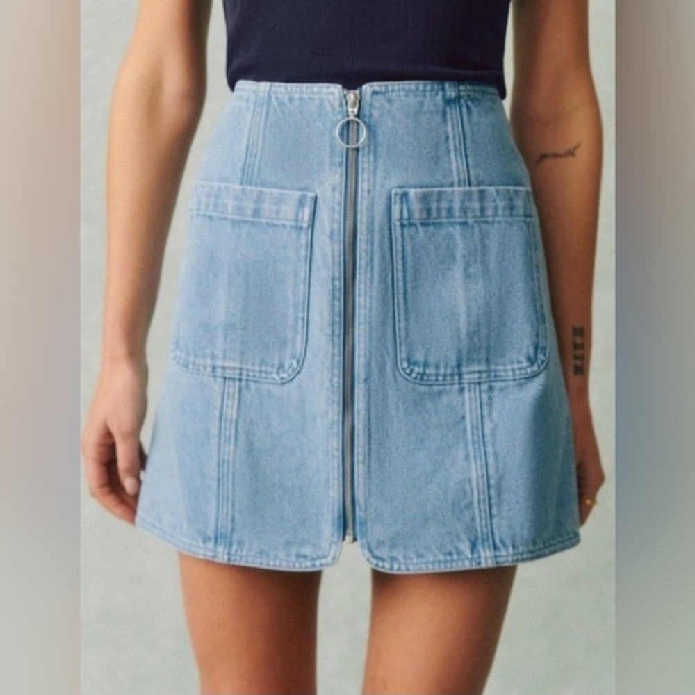 Sezane Denim Fox Skirt Size 42 (US 10)